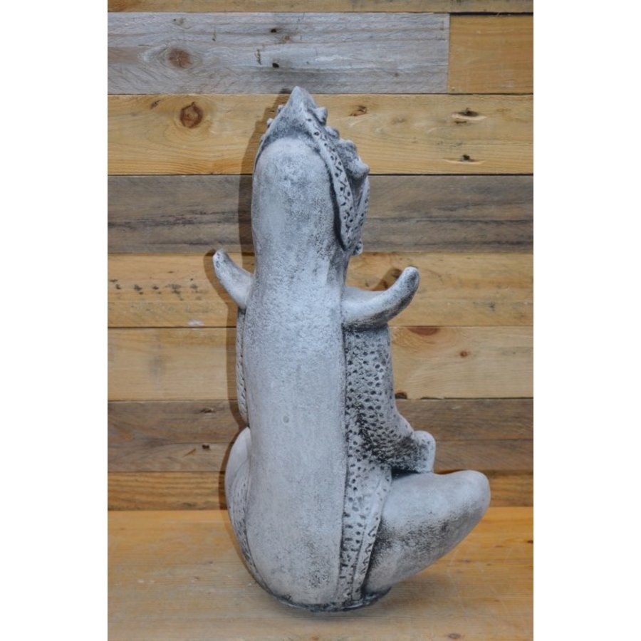 Betonnen Shiva Boeddha in kleermakerszit met pot – tuinbeeld voor sfeer en decoratie-3