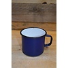 LoodsVol, Tweedehands Blauwe emaille beker met zwarte rand