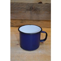 thumb-Blauwe emaille beker met zwarte rand-1