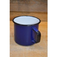 thumb-Blauwe emaille beker met zwarte rand-2