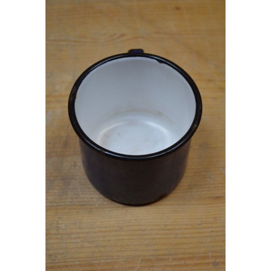 Blauwe emaille beker met zwarte rand-4