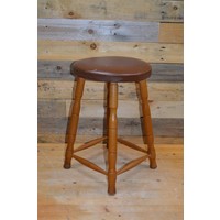 thumb-Houten krukje met leren zitting-3