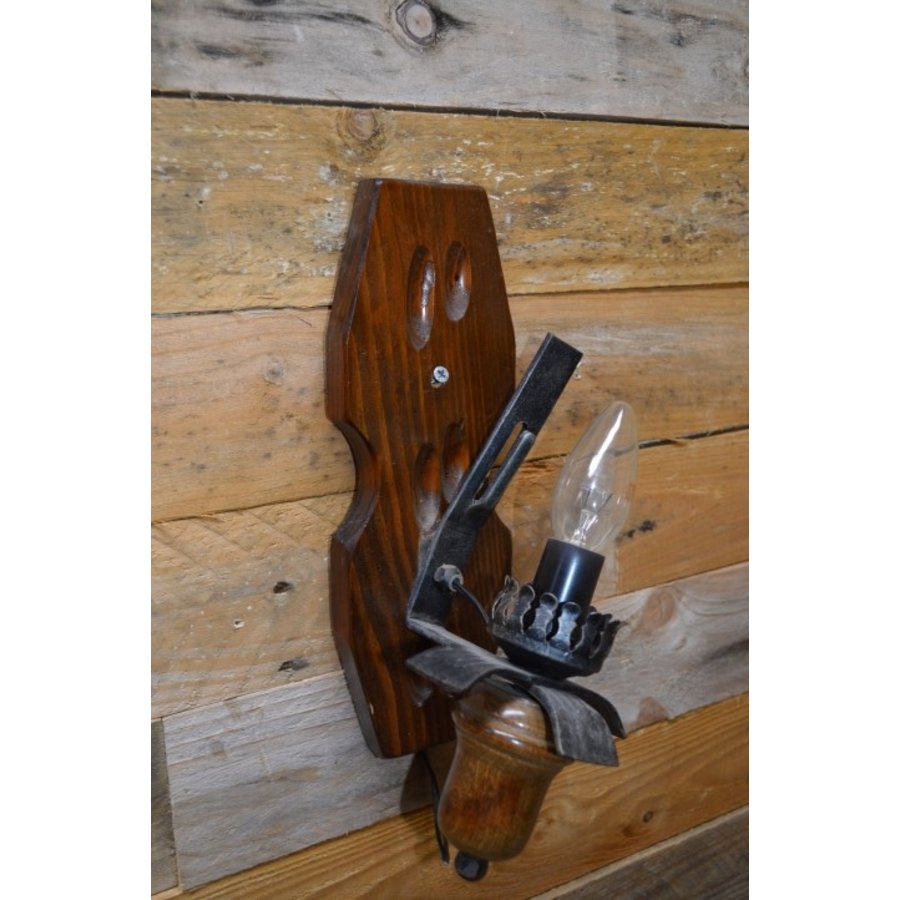 Retro eikenhouten wandlamp-2