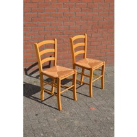 thumb-Beuken stoelen met biezen mat set van 2-1