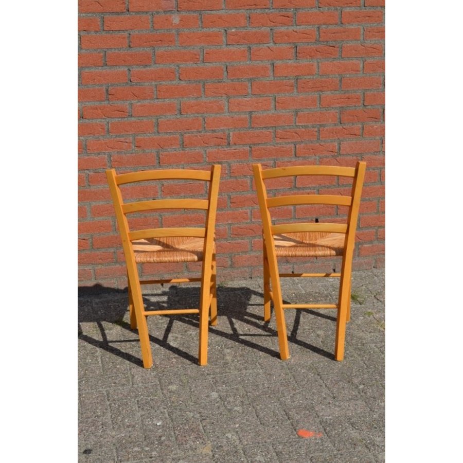 Beuken stoelen met biezen mat set van 2-3