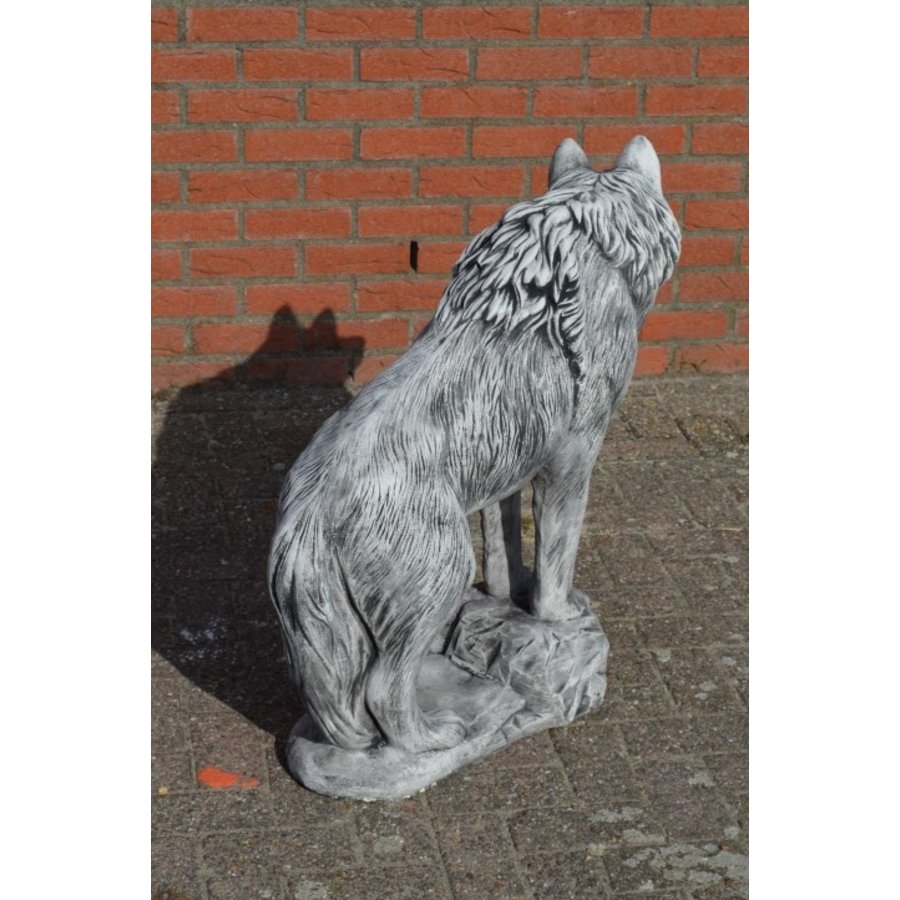 Grote betonnen wolf – indrukwekkend tuinbeeld met veel detail-5