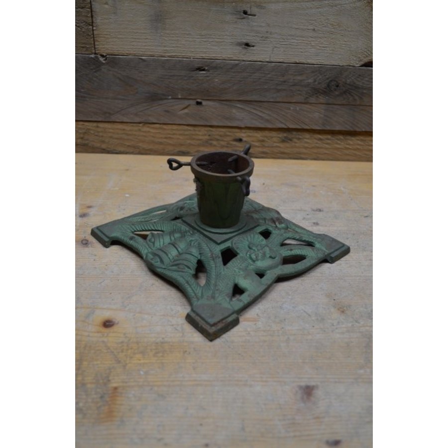 Groene metalen kerstboomstandaard voor kleine kerstboom-5