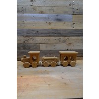 thumb-Decoratieve Houten trein locomotief met 2 wagons vurenhout-1