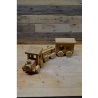 thumb-Decoratieve Houten trein locomotief met 2 wagons vurenhout-2