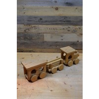 thumb-Decoratieve Houten trein locomotief met 2 wagons vurenhout-3