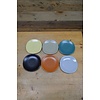 LoodsVol, Tweedehands Set van 6 gekleurde schoteltjes modern decoratief servies