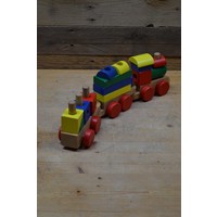 thumb-Houten trein met twee wagons gekleurd-3