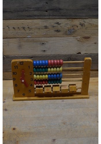 Vintage leerraam van hout 