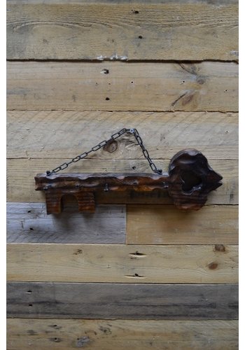 Houten sleutelrekje met haakjes 