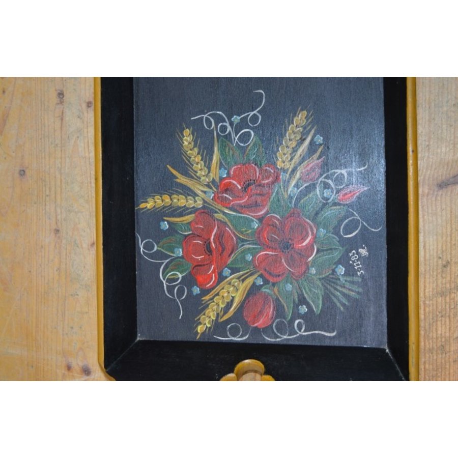 Houten dienblad met bloemen schildering-2