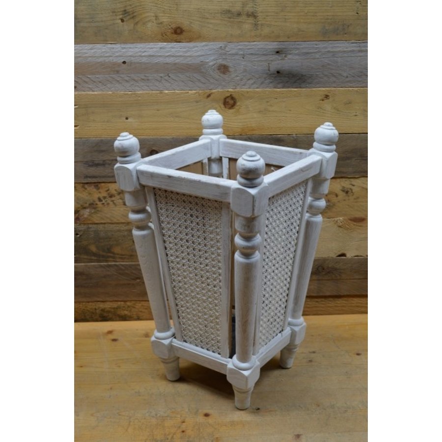 Witte houten paraplubak met webbing-1