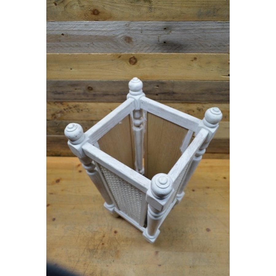 Witte houten paraplubak met webbing-3