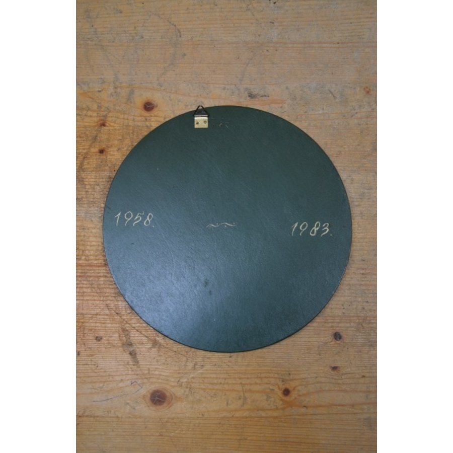 Rond houten wandbord groen met bloemen – Handbeschilderde wanddecoratie-3