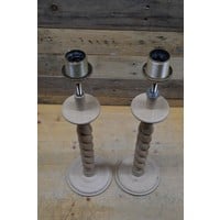 thumb-Set van 2 houten lampenpootjes met fitting opknapper-4