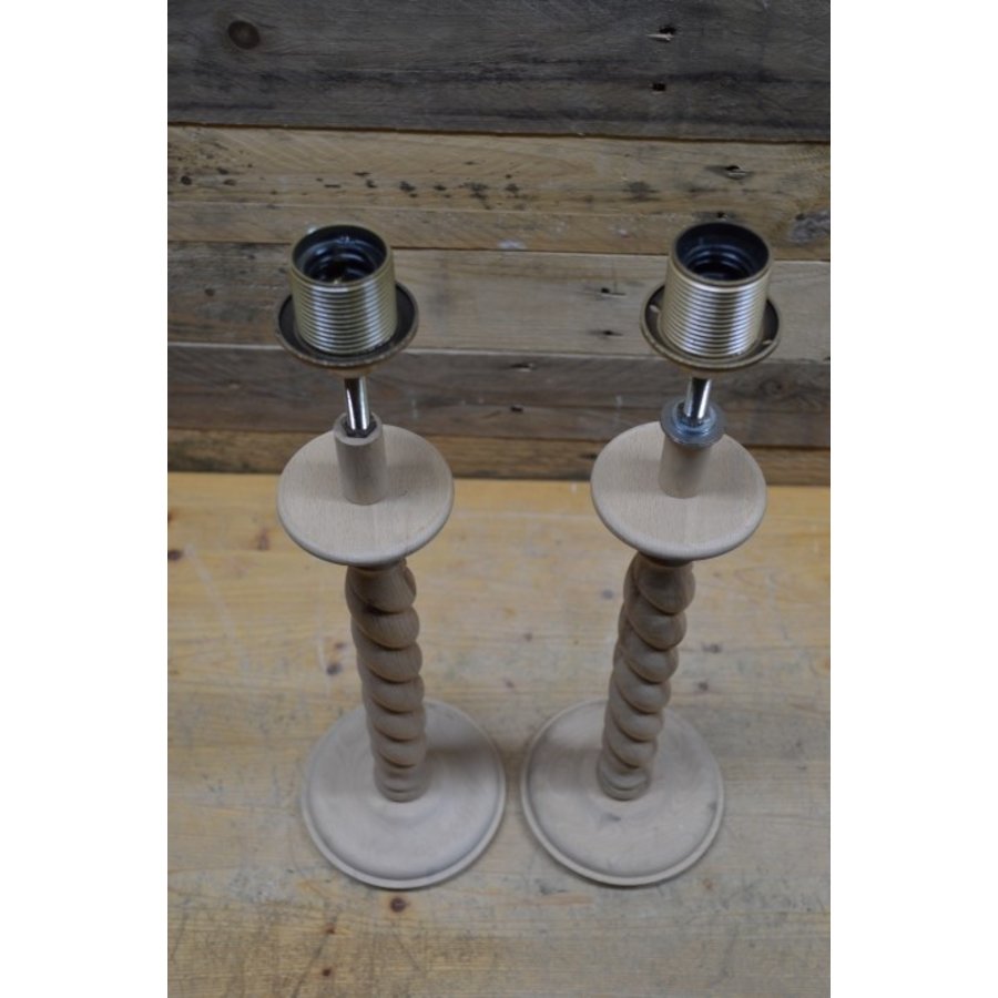 Set van 2 houten lampenpootjes met fitting opknapper-4