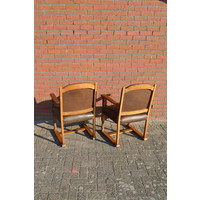 thumb-Eiken armstoelen met leer set van 2-5