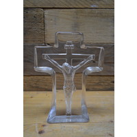 thumb-Glazen kruisbeeld met Jezus – decoratief staand beeld voor herdenking of interieur-1