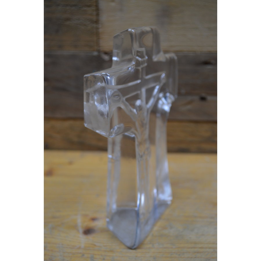 Glazen kruisbeeld met Jezus – decoratief staand beeld voor herdenking of interieur-2