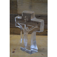 thumb-Glazen kruisbeeld met Jezus – decoratief staand beeld voor herdenking of interieur-3