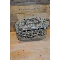 thumb-Decoratieve gevlochten papieren mand met handgrepen en deksel-4