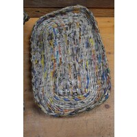 thumb-Decoratieve gevlochten papieren mand met handgrepen en deksel-7