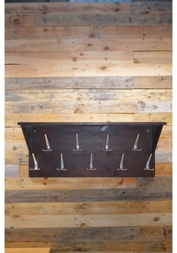 Wandkapstok hout met hoedenplank 