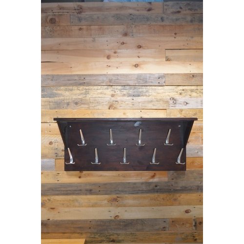 Wandkapstok hout met hoedenplank 