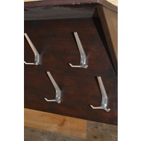 thumb-Donker houten wandkapstok met hoedenplank en 9 haken – Klassieke kapstok-3
