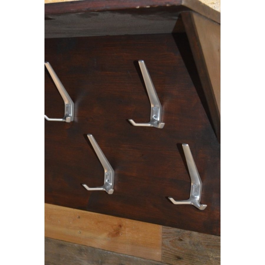 Donker houten wandkapstok met hoedenplank en 9 haken – Klassieke kapstok-3