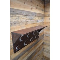 thumb-Donker houten wandkapstok met hoedenplank en 9 haken – Klassieke kapstok-5