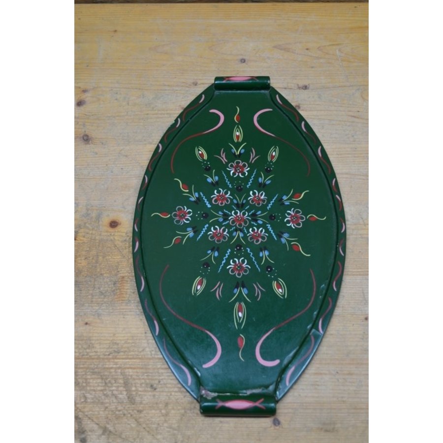 Vintage dienblaadje met Hindeloopen motieven ovaal handbeschilderd-2