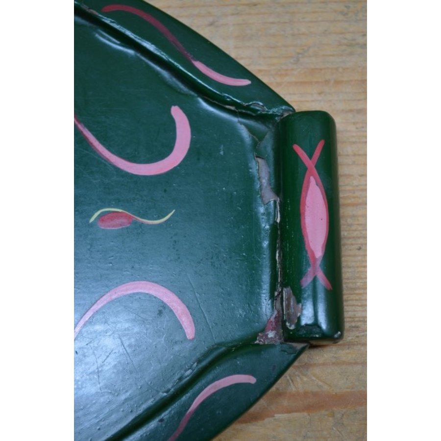Vintage dienblaadje met Hindeloopen motieven ovaal handbeschilderd-3