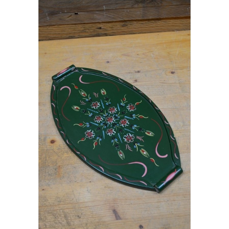 Vintage dienblaadje met Hindeloopen motieven ovaal handbeschilderd-1