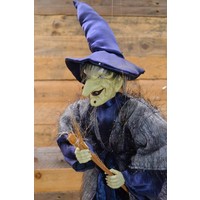 thumb-Vintage vliegende heksenpop met blauwe hoed-3