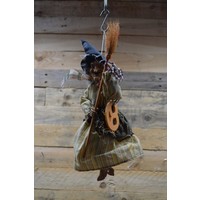 thumb-Vintage hangende heksenpop met bezem-2