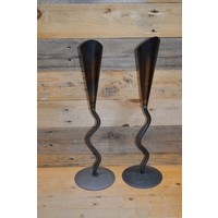 thumb-Set van 2 vintage smeedijzeren kandelaars jaren 70-3