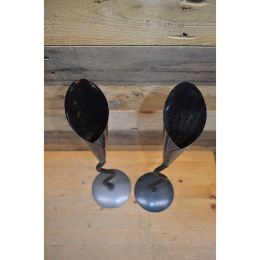 Set van 2 vintage smeedijzeren kandelaars jaren 70-4