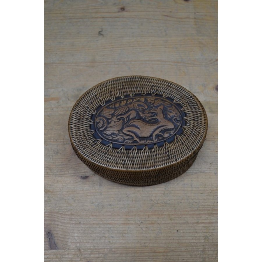 Doosje gevlochten rotan met houten paneeltje-1