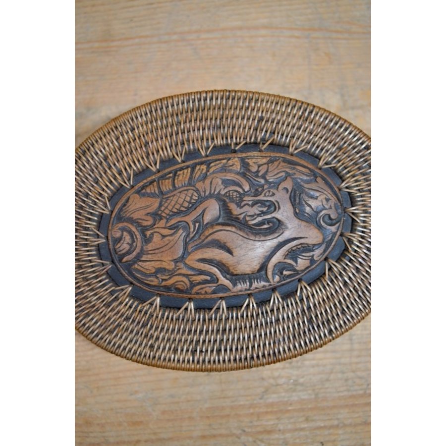 Doosje gevlochten rotan met houten paneeltje-2