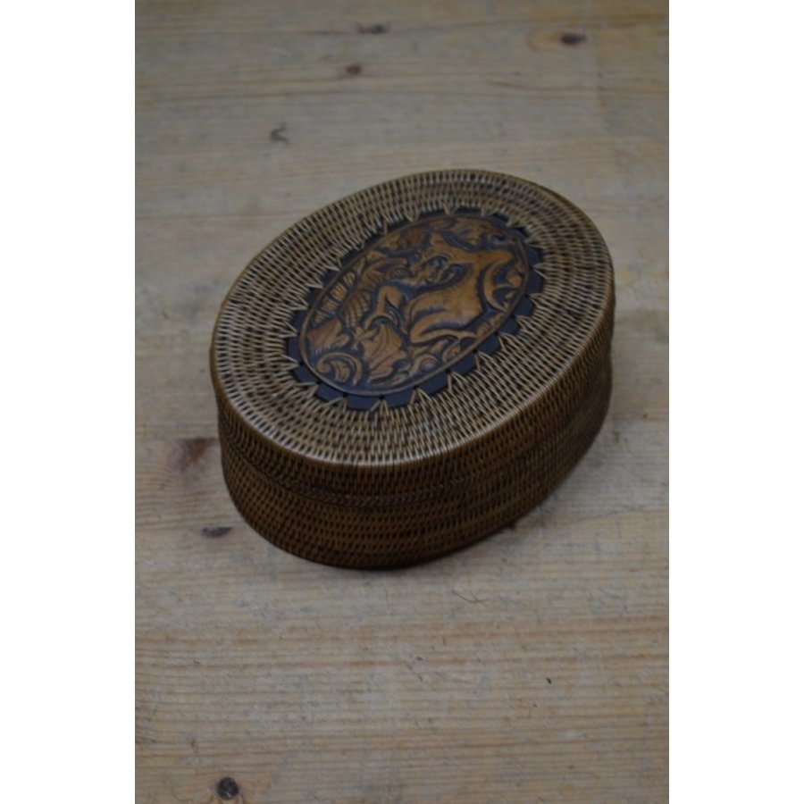 Doosje gevlochten rotan met houten paneeltje-3