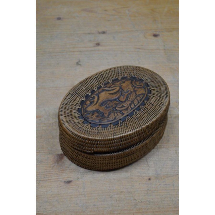 Doosje gevlochten rotan met houten paneeltje-4