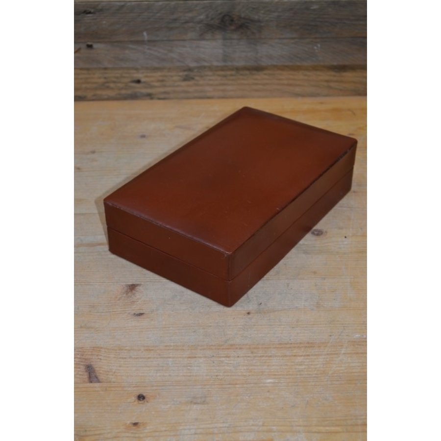 Retro opbergkistje met leer overtrokken-2