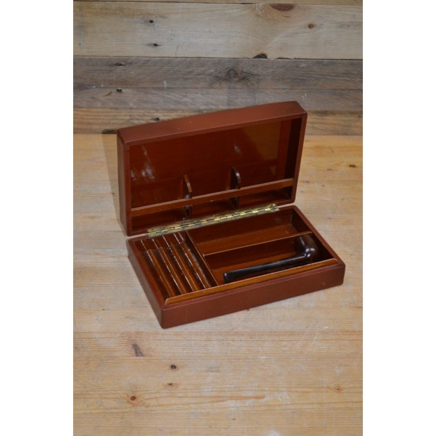 Retro opbergkistje met leer overtrokken-1