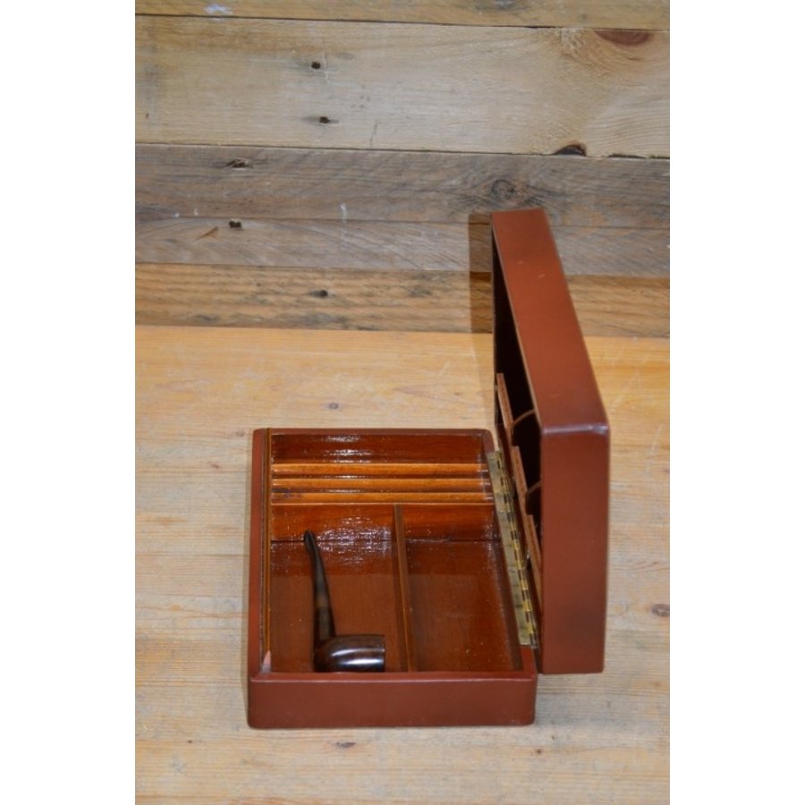 Retro opbergkistje met leer overtrokken-5