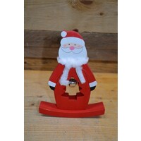 thumb-Vintage houten schommel kerstman met belletje-1